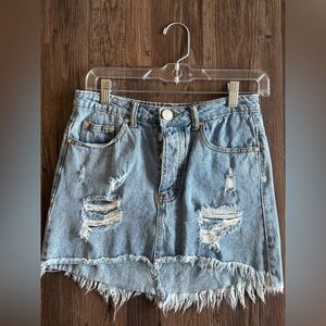 Denim Distressed Skirt